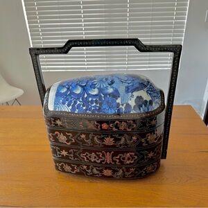 Elegant Blue Floral Decorative Box